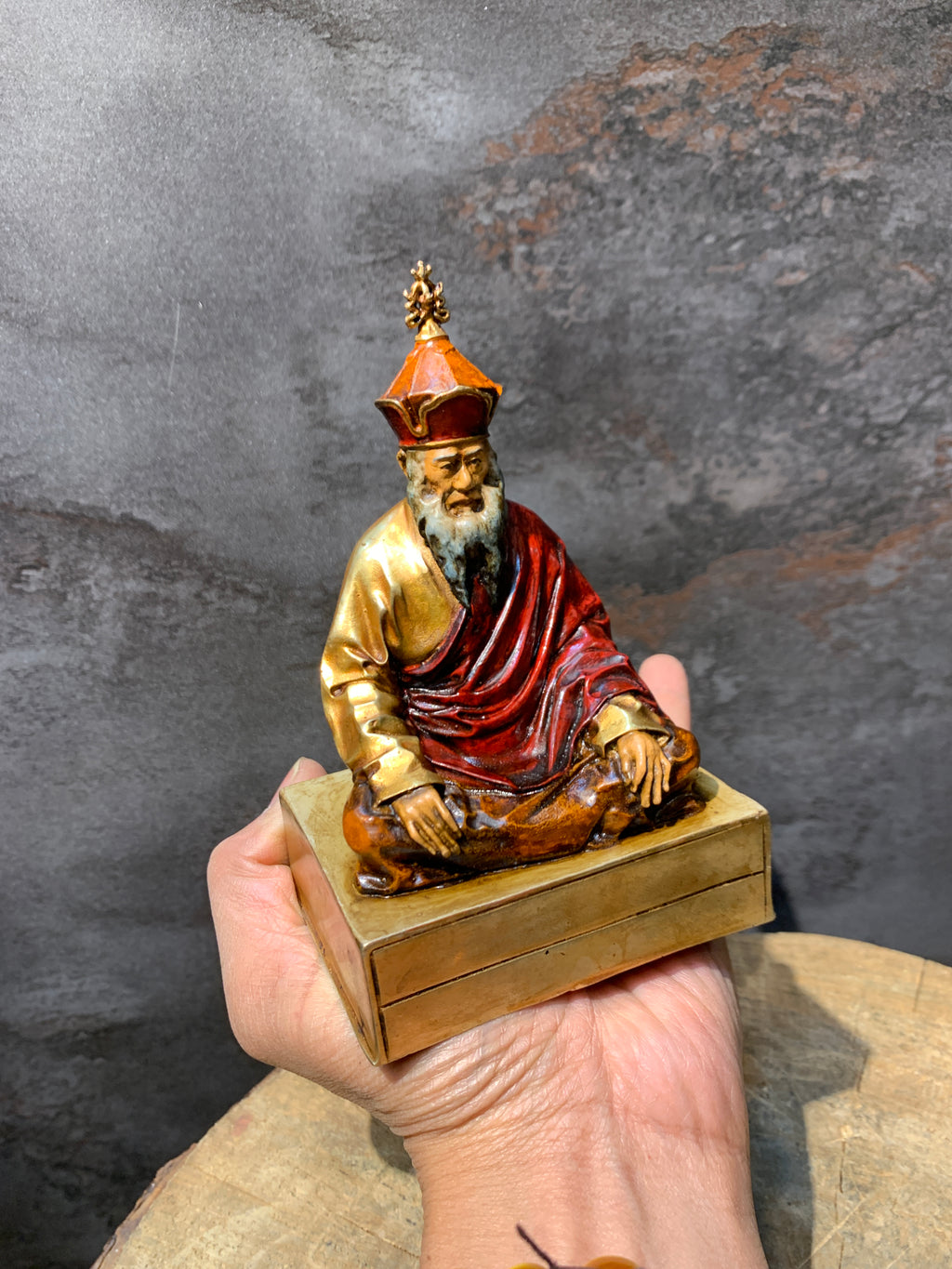 Handcrafted Antique finish CHatral sangay dorje Rinpoche statue. copper statue.