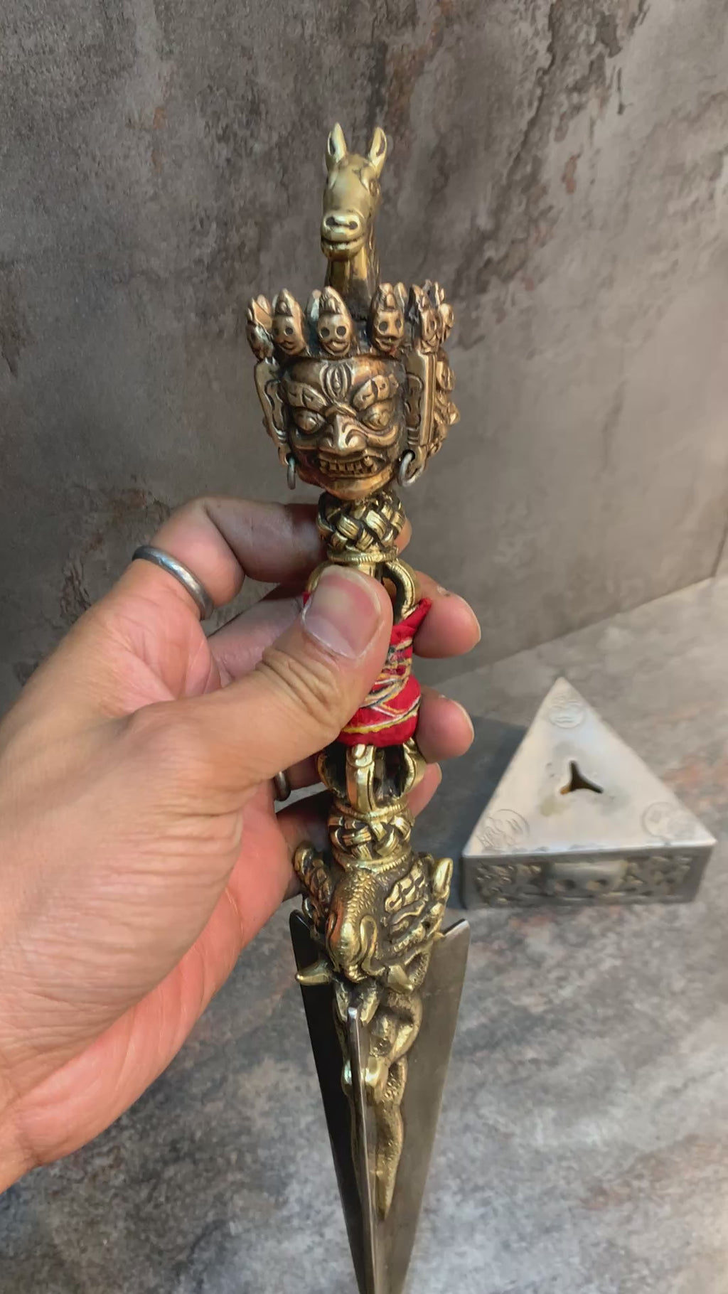 35cm tall Hayagriva phurba. handcrafted Tamdin Phurba.