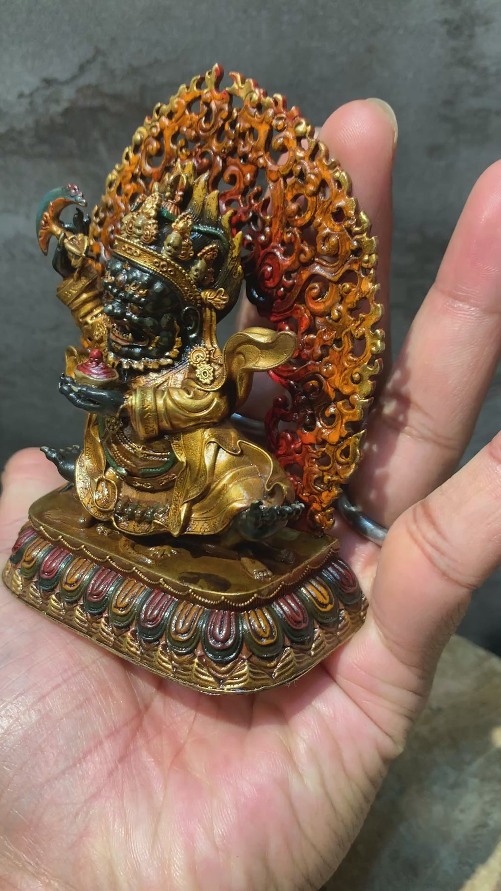 Antique finish Copper Mahakala statue. gompo bernagchen. kagyu mahakala.