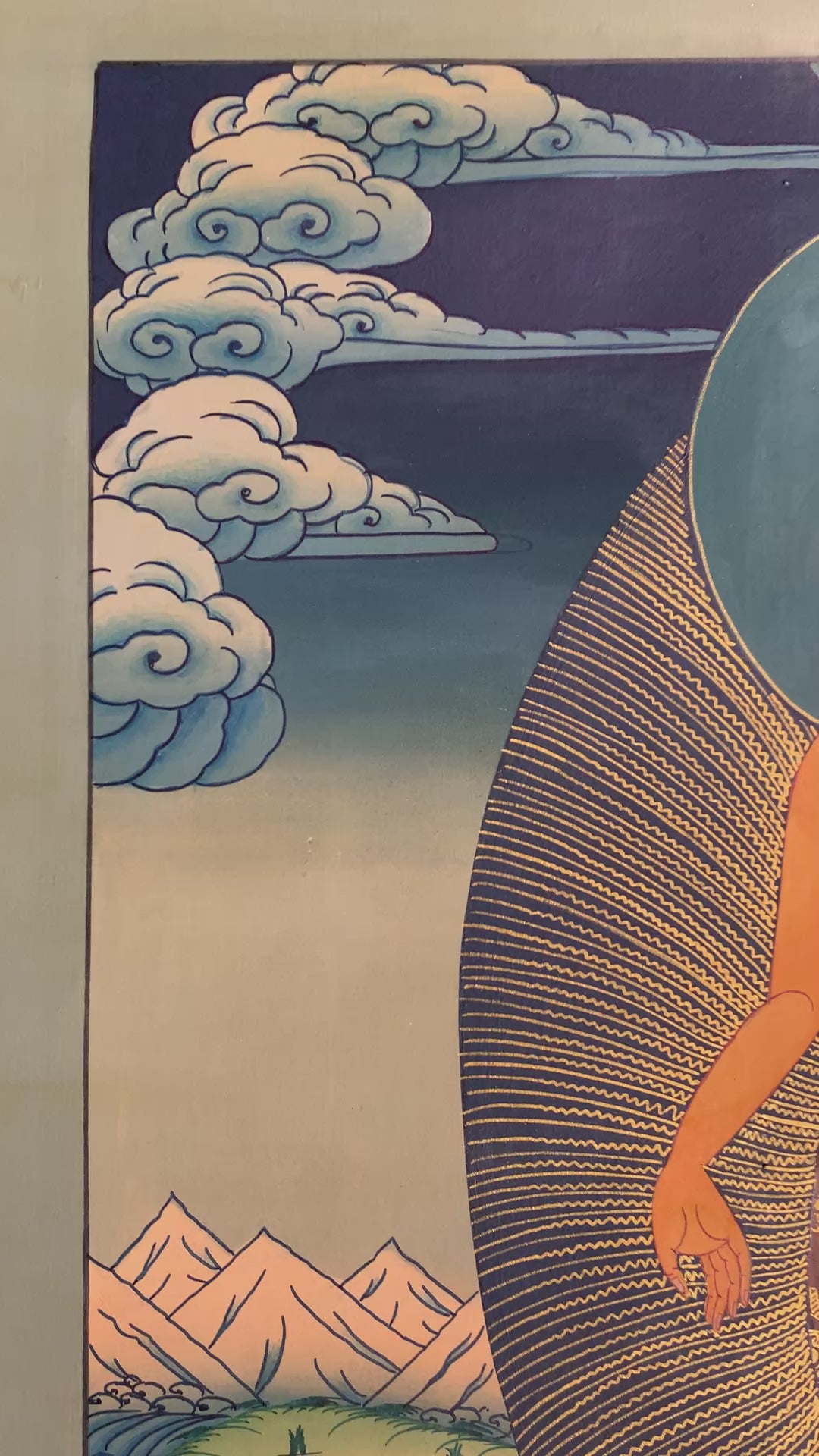 Hand painted shakyamuni buddha thangka painting. historical siddhartha gautam buddha.
