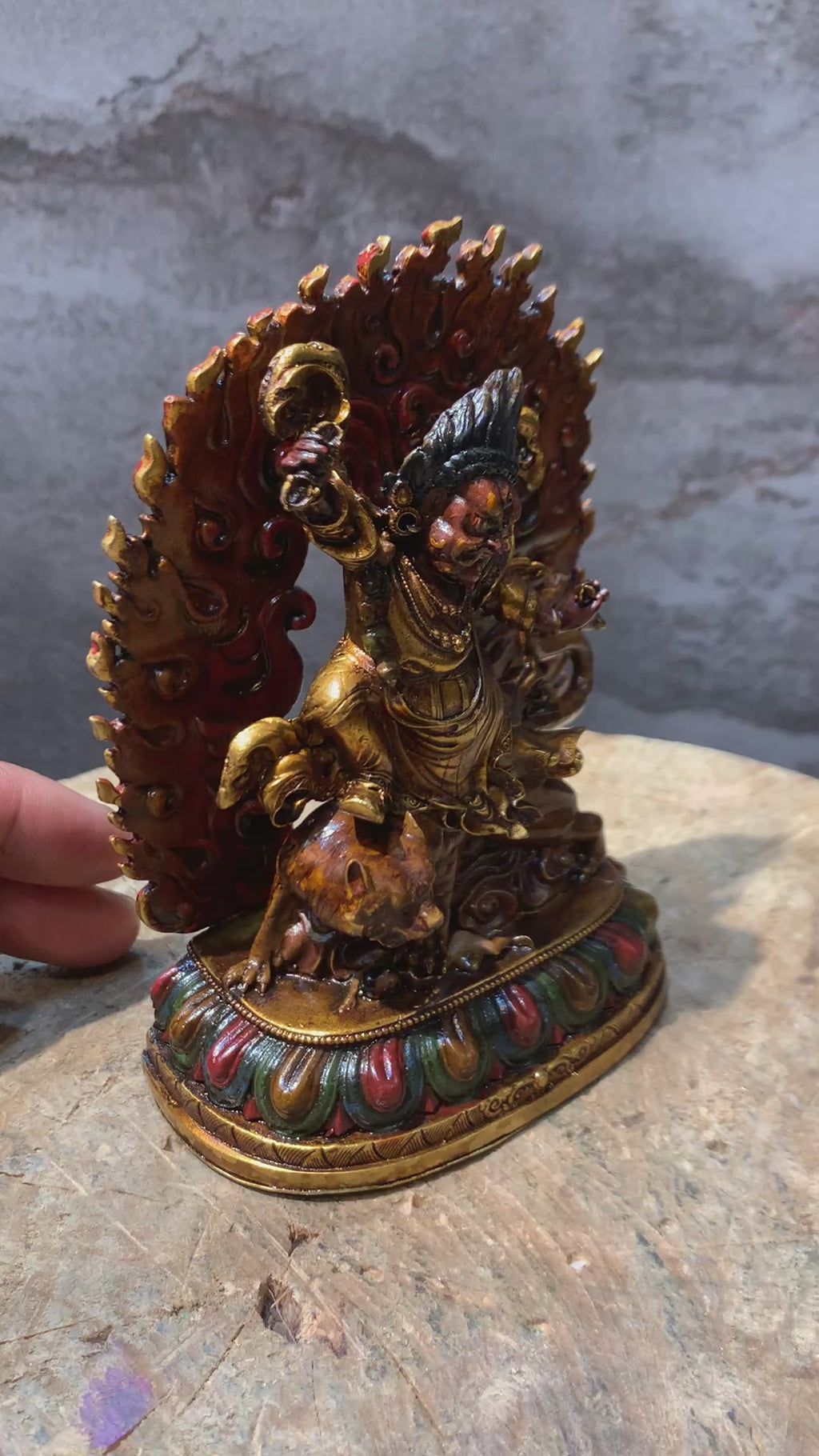 Antique finish Guru Dorje drollo Statue. guru padmasambhava in crazy wisdom form.