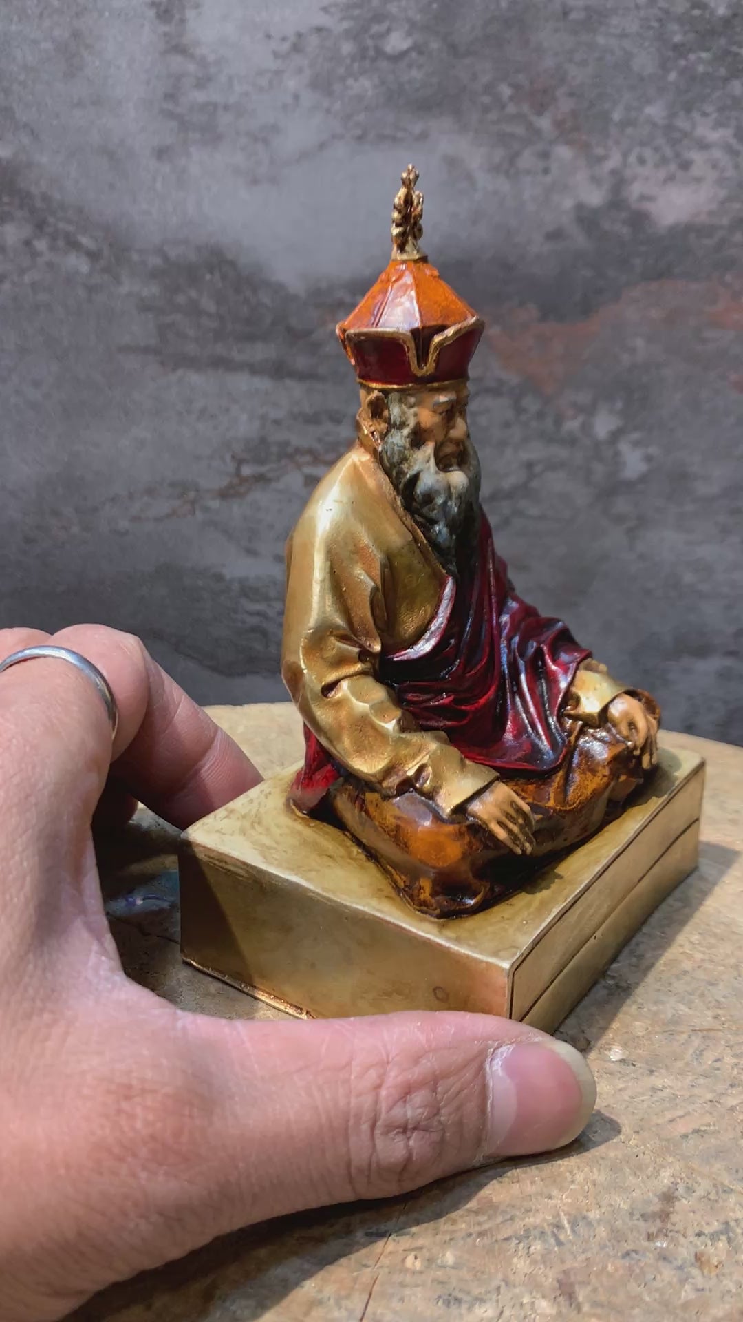 Handcrafted Antique finish CHatral sangay dorje Rinpoche statue. copper statue.